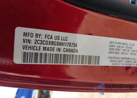 2022 Dodge Charger Sxt Rwd из США, поврежденный, VIN 2C3CDXBG6NH178734